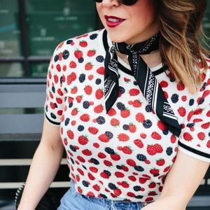 JCrew Tippi Berry Print Short Sleeve Sweater